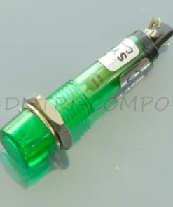 Voyant néon 12VDC vert perçage 7mm voyant 8mm